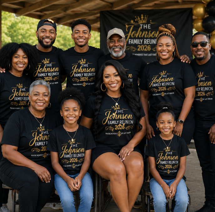 Custom matching family reunion shirts by Gifted and Glam