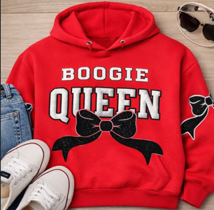 Boogie Queen rhinestone hoodie — full hoodie design
