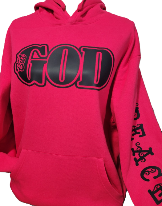 But God faith statement hoodie — print design close-up