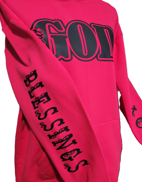 But God faith statement hoodie — sleeve detail