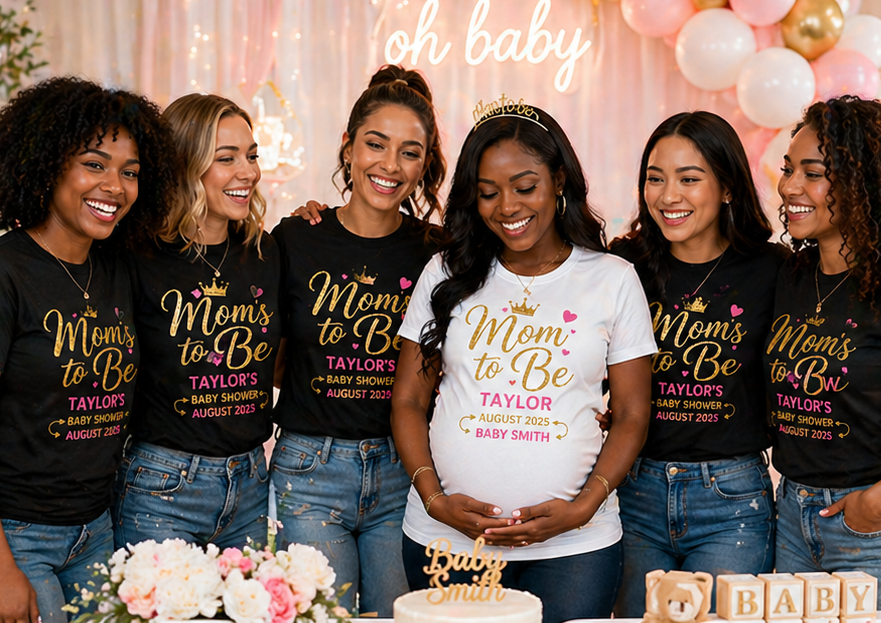 Baby Shower Squad T-shirts — Mom to Be design