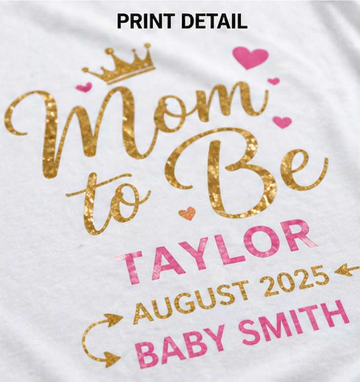 Baby Shower Squad T-shirts — full set displayed