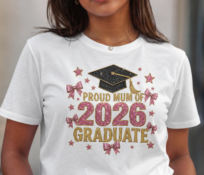 Proud Mom of a 2026 Graduate T-Shirt — Custom Graduation Gift | Class of 2026