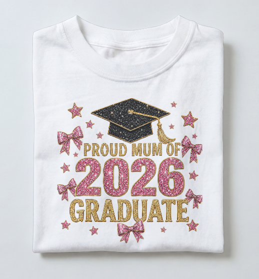 Proud Mom of a 2026 Graduate T-Shirt — Custom Graduation Gift | Class of 2026