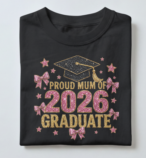 Proud Mom of a 2026 Graduate T-Shirt — Custom Graduation Gift | Class of 2026