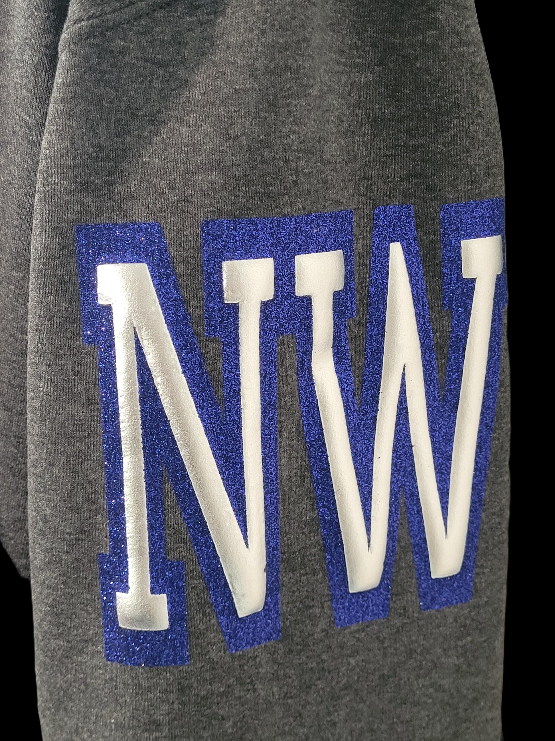 Custom Class of 2026 senior sweatshirt — left sleeve detail