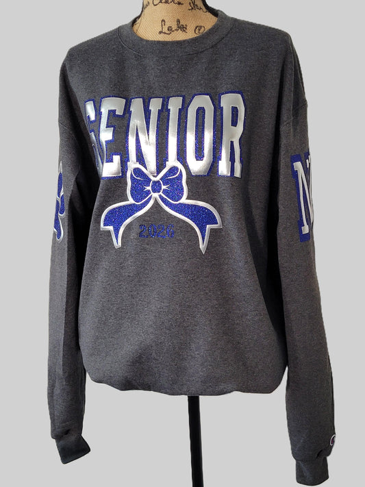 Gifted & Glam Custom Senior Sweatshirt — Class of 2026 Custom Senior 2026 Sweatshirt | Personalized Graduation Crewneck | Boutique Handmade Spirit Wear